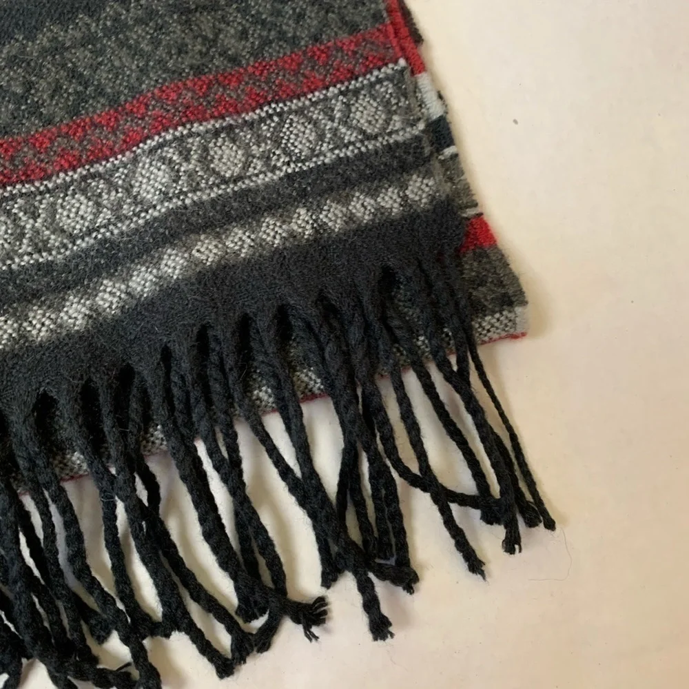Vintage Winter Red and Gray Scarf